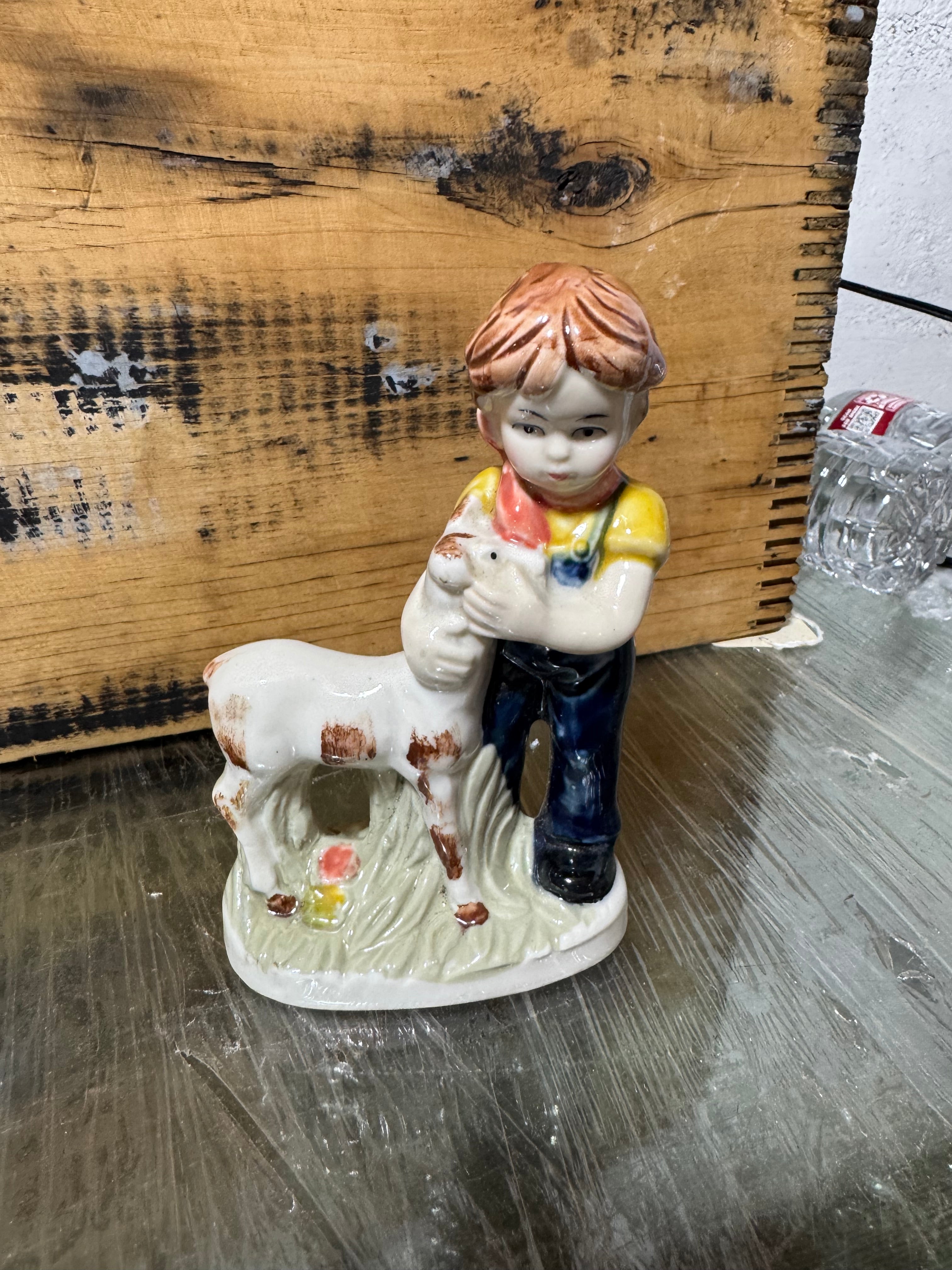 Boy and Lamb Figurine